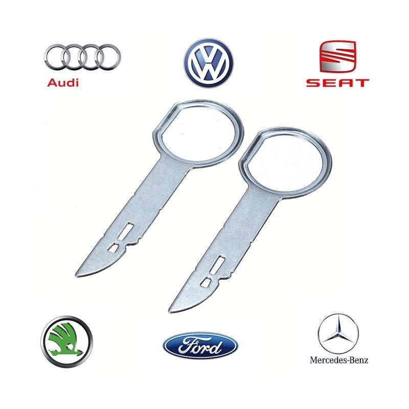 2 Clés clef extraction autoradio démontage VW AUDI FORD SEAT SKODA